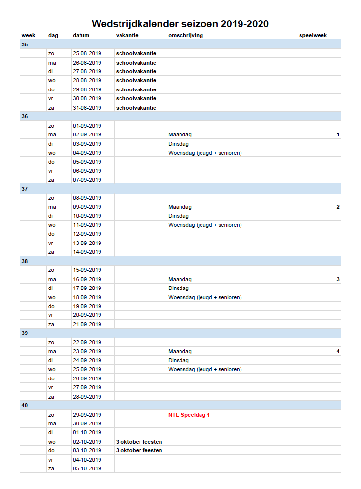 Wedstrijdkalender BVLZW - pagina 1
